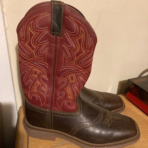 Cabela’s red mens cowboy western boots size 10 m NEw square toe roper boots main image 10